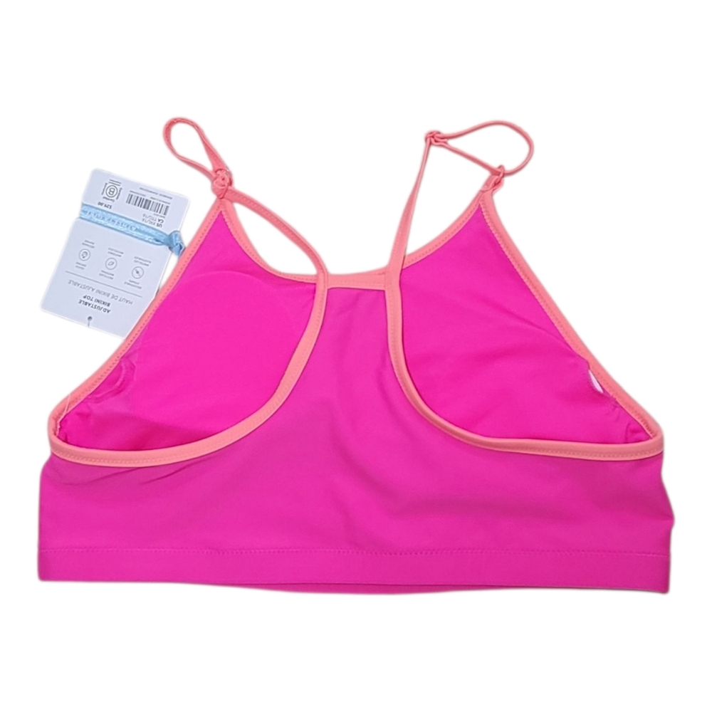 Athleta Girl Adjustable Straps Racer Back Lined Bikini Top Pink Pop 2XL 16